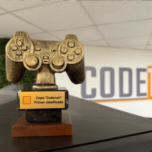 Trophy awarded to the winner of the annual CodeCon gaming tournament at Code10, celebrating teamwork, friendly competition and the company's employee-focused culture.