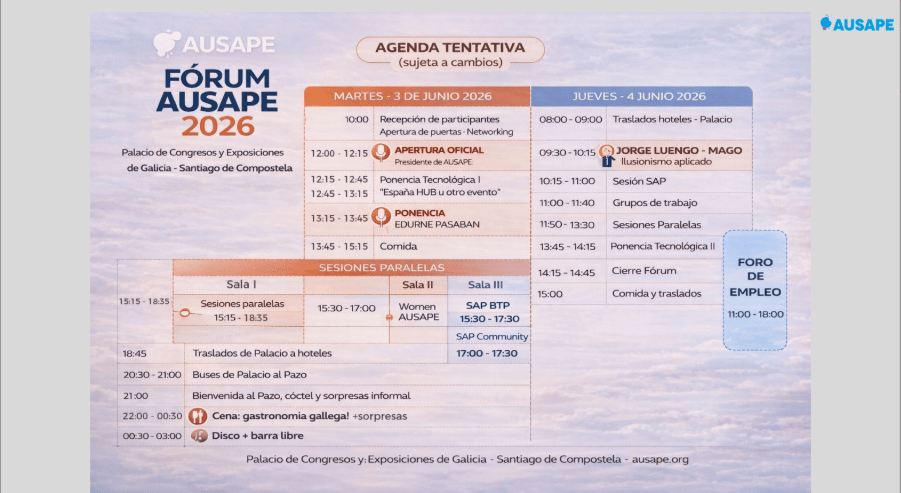 Agenda provisional Fórum AUSAPE 2026
