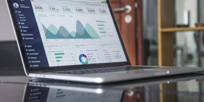 Business analytics dashboard displaying financial data for SAF-T compliance in Bulgaria.